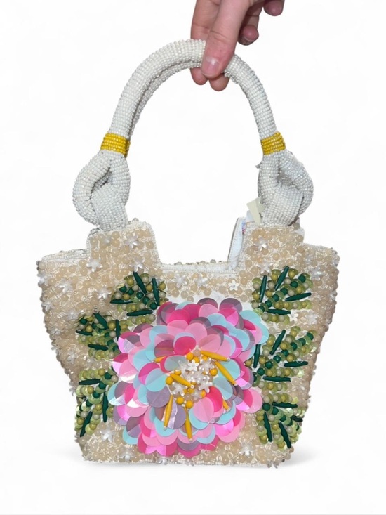 T.J.Maxx Handbags - stunning viral pink flower floral beaded tote bag made in india
